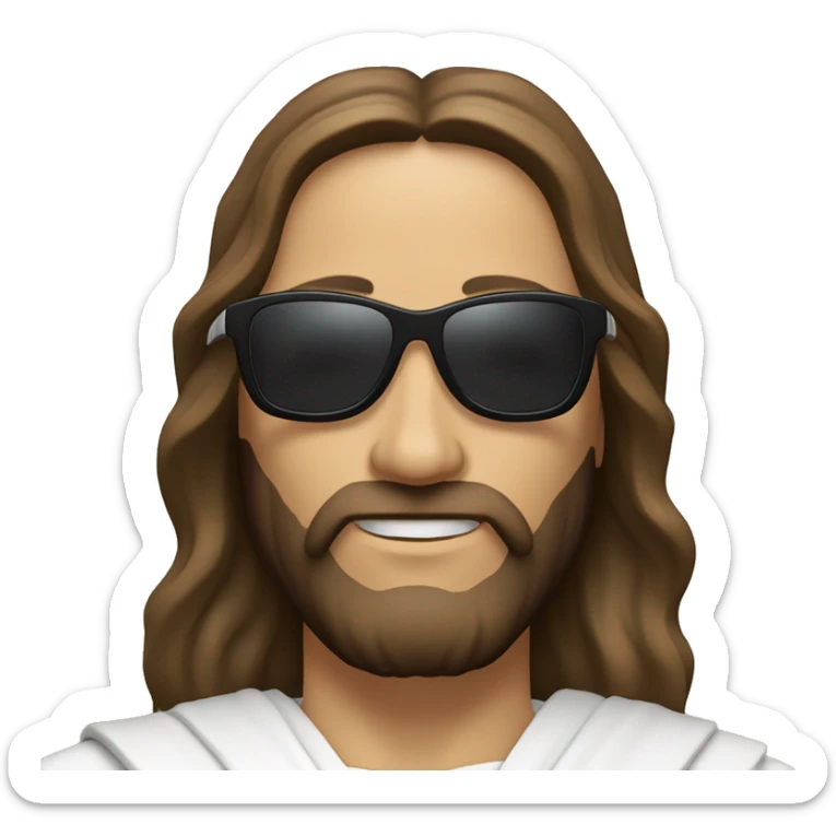 Jesus wearing a juliet from Oakley, sunglasses with sporty vibe sticker