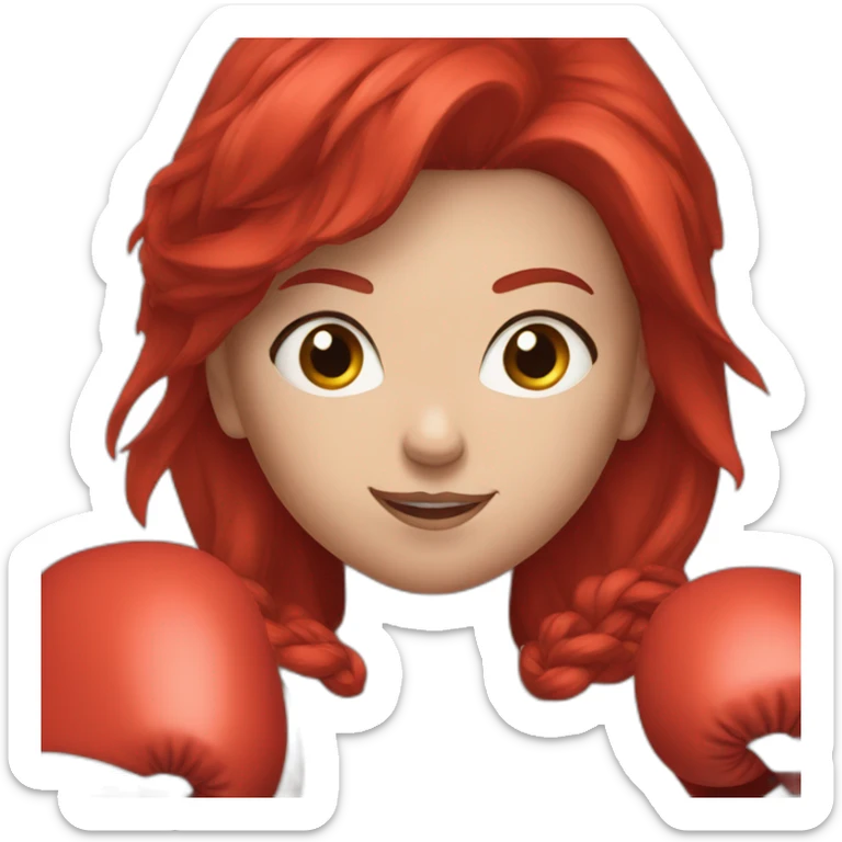 Boxing girl, red hair, white skin, red boxing gloves sticker