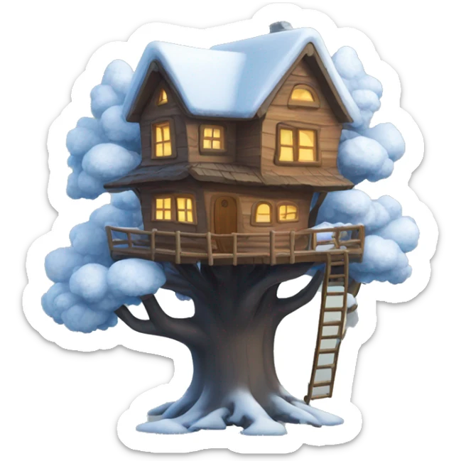 Treehouse in winter  sticker