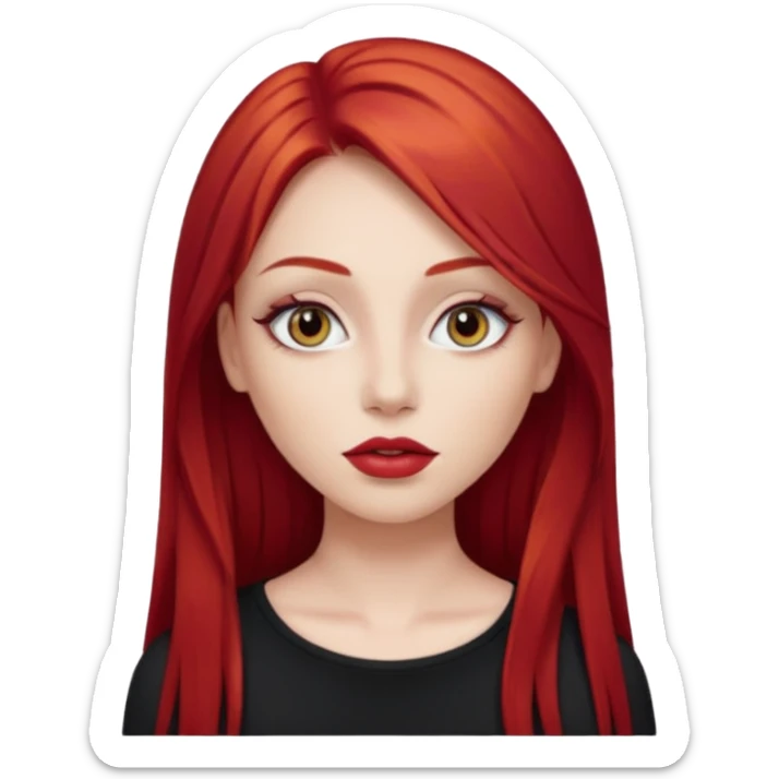 una chica con los labios y los ojos maquillados, de piel blanca con el pelo liso y largo y pelirrojo sticker