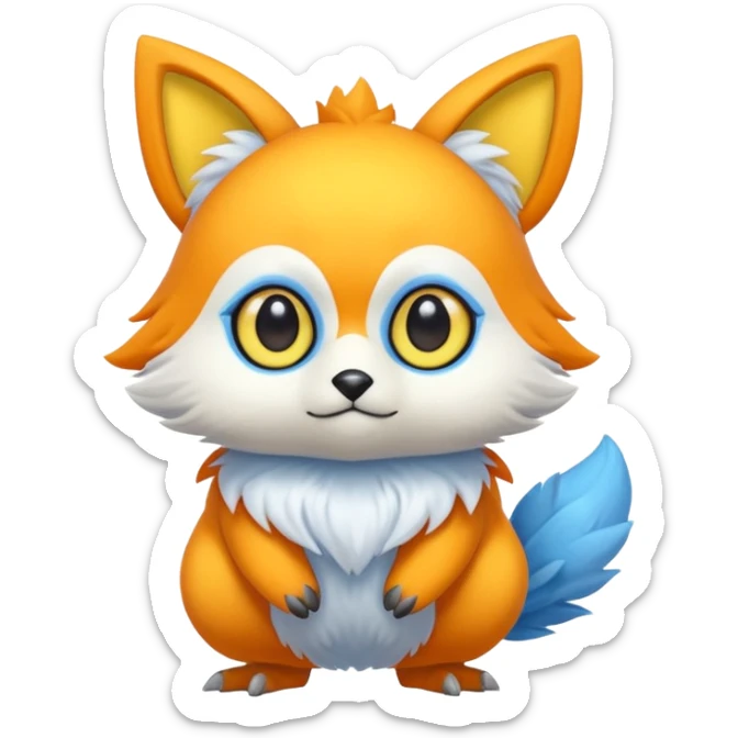 Cute cool blue yellow Orange animal hybrid Fakemon full body sticker