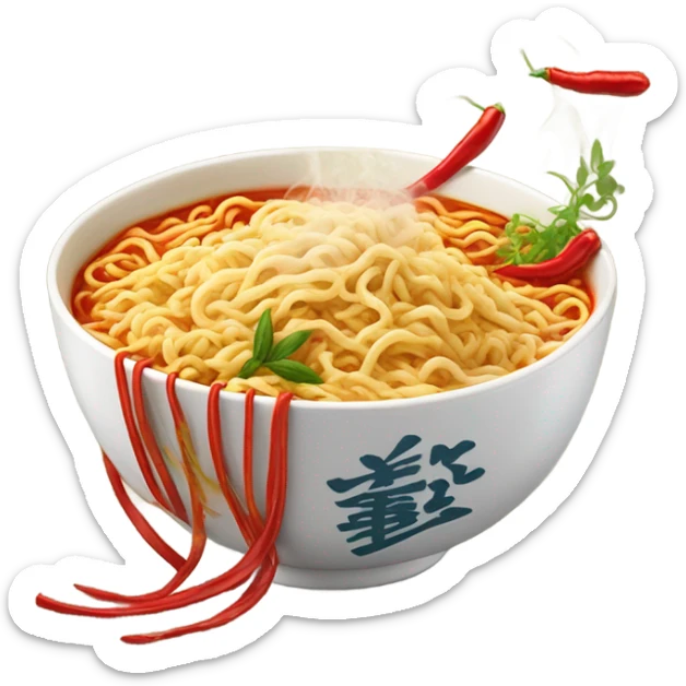 Spicy noodle cup sticker