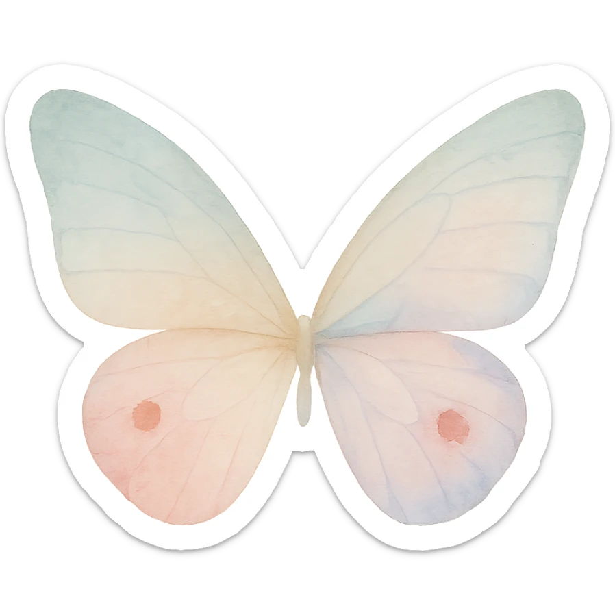 a pair of butterfly wings, colorful and delicate, watercolor art style sticker