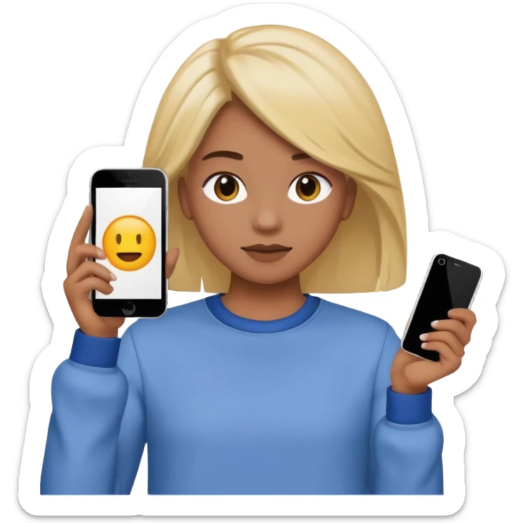 iPhone emoji my face, Right in the camera face, but colour hair colour skin my photo and clothes sticker