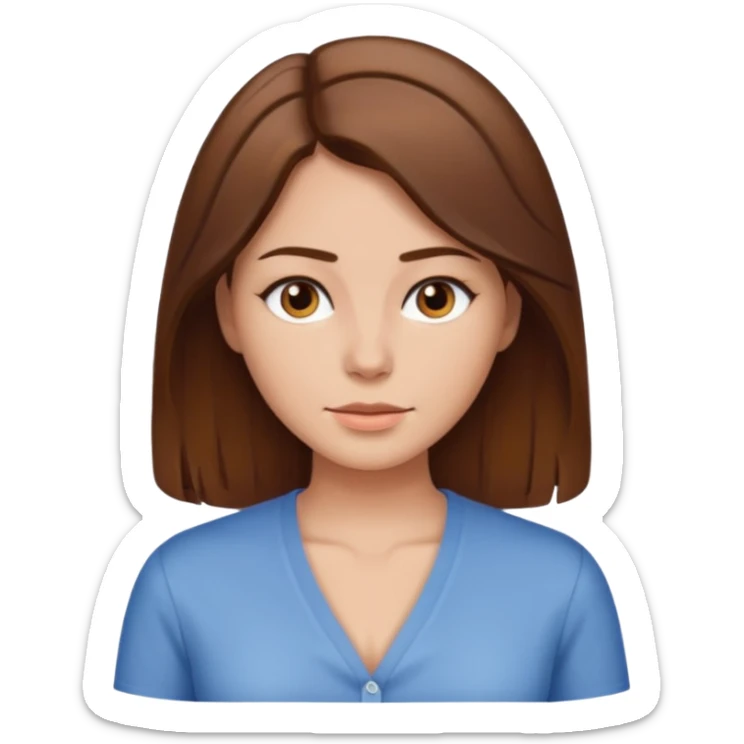 Woman with brown hair and middle part low cut shirt  sticker