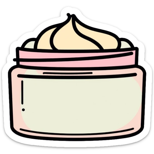 Facial moisturizer cream in jar, minimalist, rounded, soft pastel colors, no outline sticker