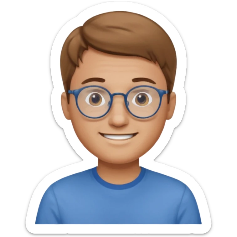 homme cheveux court marron clair sans barbe sourrir avec lunettes rondes sticker