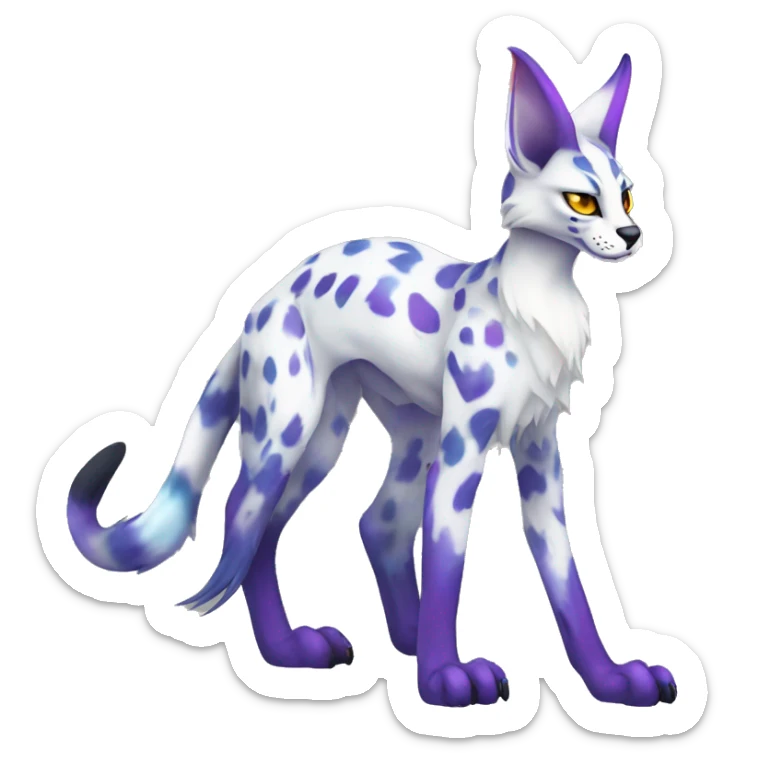 Epic Edgy Colorful ethereal eldritch Sergal-Serval-Fionbri full body  sticker