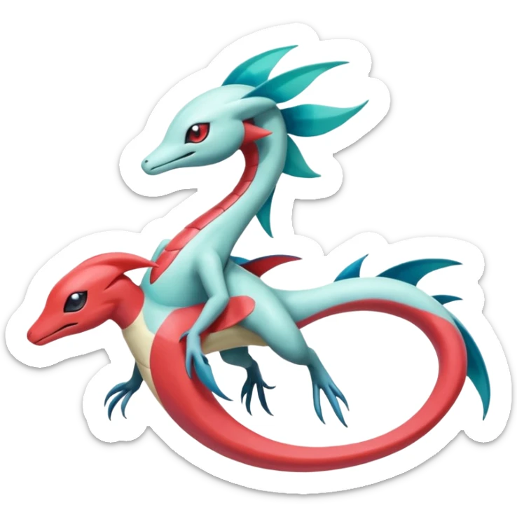 Meloetta-Milotic-Inteleon-Heliolisk-Helioptile-Salamence-Salandit-Latias-Fakémon-creature-hybrid sticker