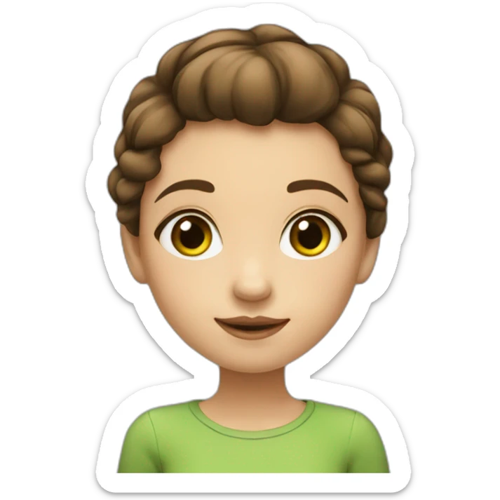 Petite fille de 11 ans cheveux brun foncé long  yeux vert grande sticker