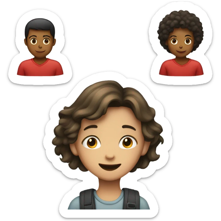 A heart in which a girl and a teenage boy are connected sticker