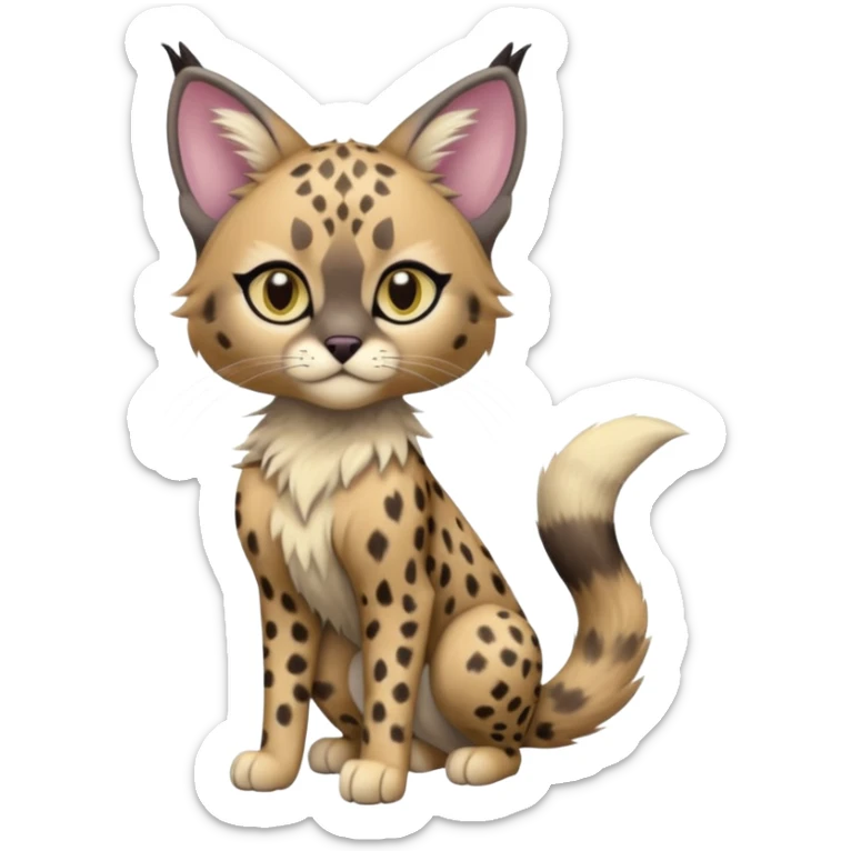 Dark Edgy Cute Pastel Ragdoll-Caracal-Cheetah-Fakémon-Lykoi-feline-hybrid (full body) sticker