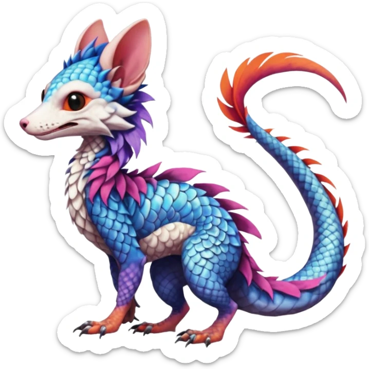 Flurry furry scaly sergal-Bernie-Trico-Koi-possum-sphynx-mouse-sergal-fusion-animal-hybrid-creature  sticker