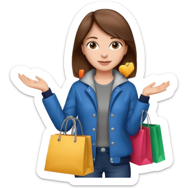 woman with brown hair buys clothes in a store, shopping vibe sticker