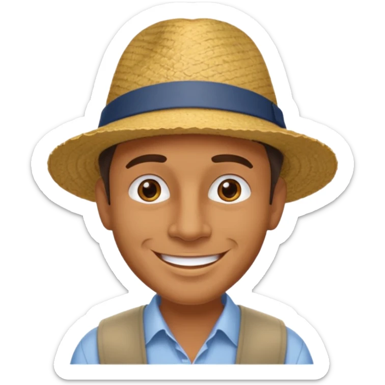 homme créole réunionnais avec chapeau arrive avion a gillot sticker