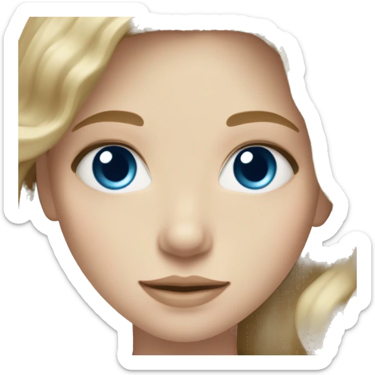 dark blonde hair girl blue eyes pale skin wavy hair sticker