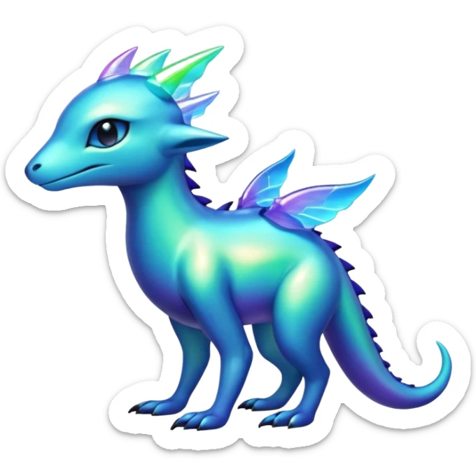 Shiny Dark Edgy  Aurorus-Inteleon-Amaura-Fakémon-hybrid-creature (full body)  sticker