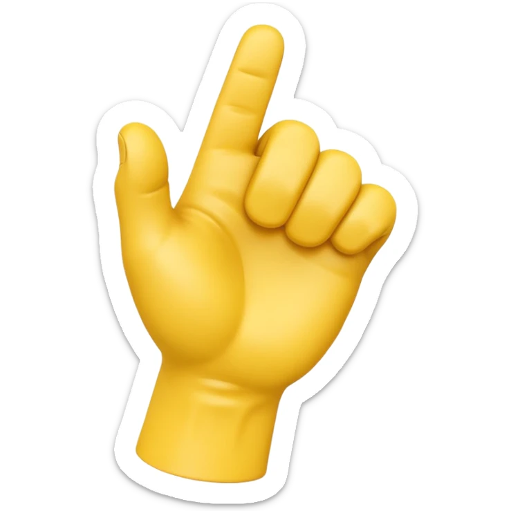 A 3D Apple-style yellow hand emoji, closed fist with thumb pointing backward over the shoulder direction, smooth rounded shape, shiny surface, clean minimal background. sticker