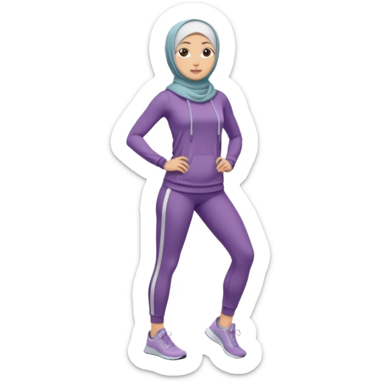 High resolution full body of a girl wearing a hijab and is a fitness trainer sticker