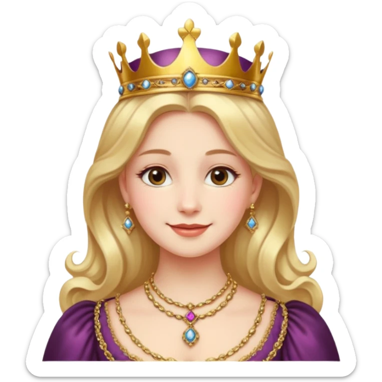 A younger Victorian queen with rosy cheeks, ornate jewelry, and gentle smile.
 sticker