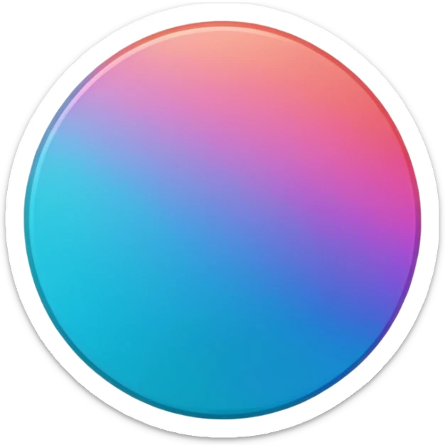
Rotate 35 degree  coin color in in gradient of turquoise, blue, pink, purple, and coral sticker