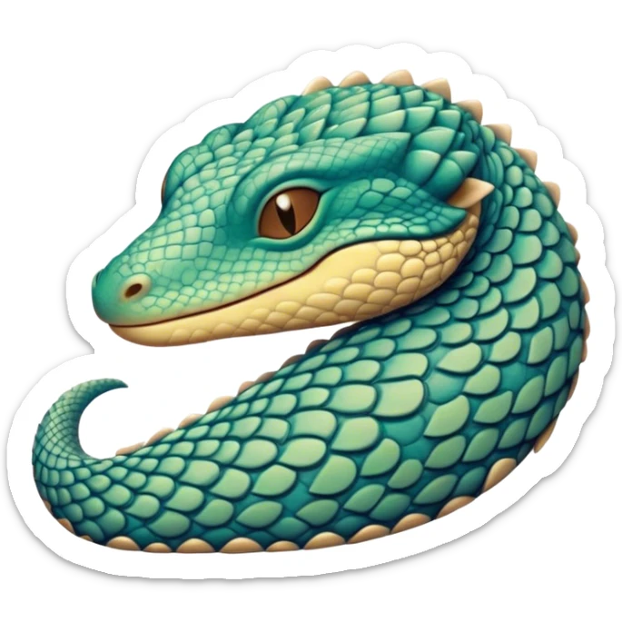 Meme-Worthy cute Sleeping Monitor Lizard Portrait Emoji, Head resting peacefully with a contented smile, showcasing intricately patterned scales and eyes gently closed in serene slumber, Simplified yet comically adorable features, highly detailed, glowing with a soft, drowsy earthy light, high shine, relaxed and utterly lovable, stylized with an air of playful laziness, bright and heartwarming, soft glowing outline, capturing the essence of a sleeping reptilian guardian that feels destined to become the next viral icon of adorable rest! sticker