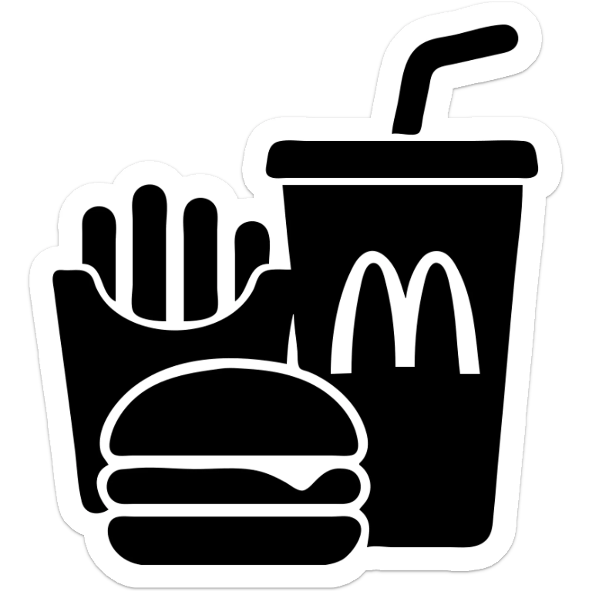 1990’s McDonald’s meal with a burger, fries, and a drink with a retro McDonald’s logo sticker