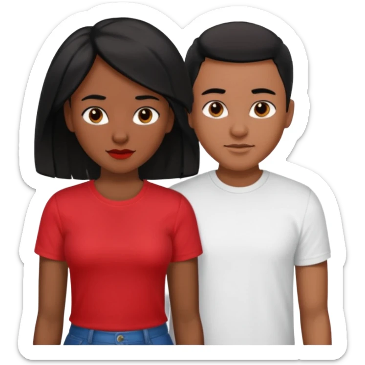 Black lesbian couple with one masculine with short haircut with a t shirt and one feminine with long hair in a blouse sticker