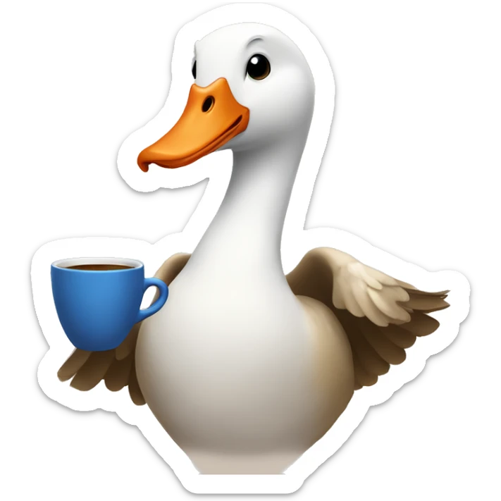 Goose holding coffee sticker