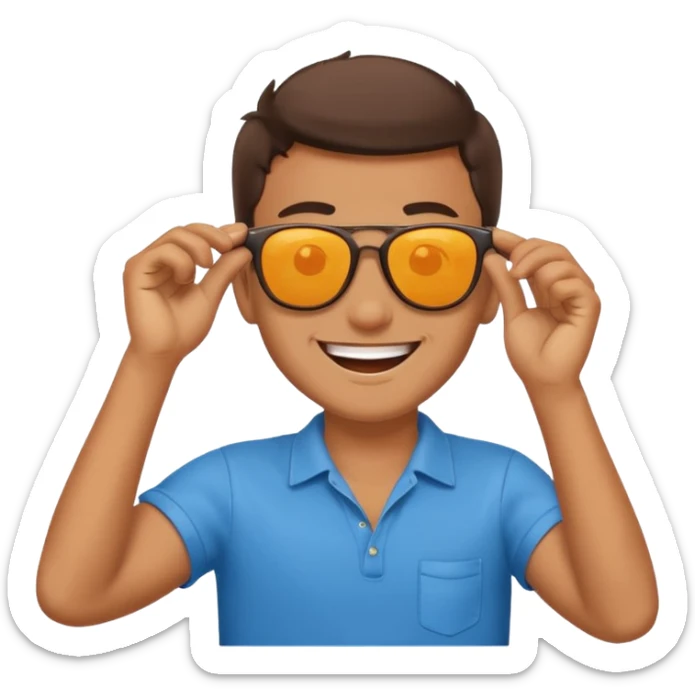 A guys taking of his sun glasses in a emoji like this 😎 sticker