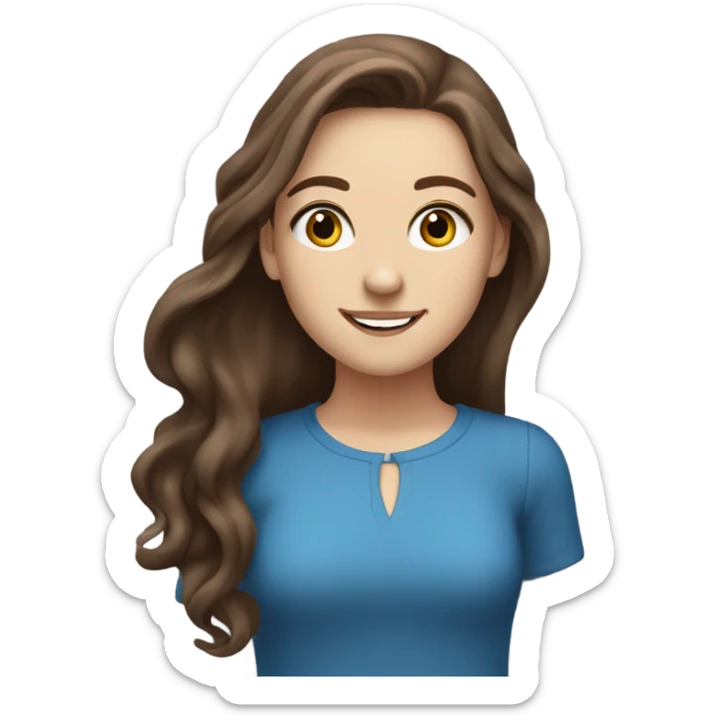 White girl with long brown hair and brown eyes she may be very happy around her many fireworks blue colour sticker