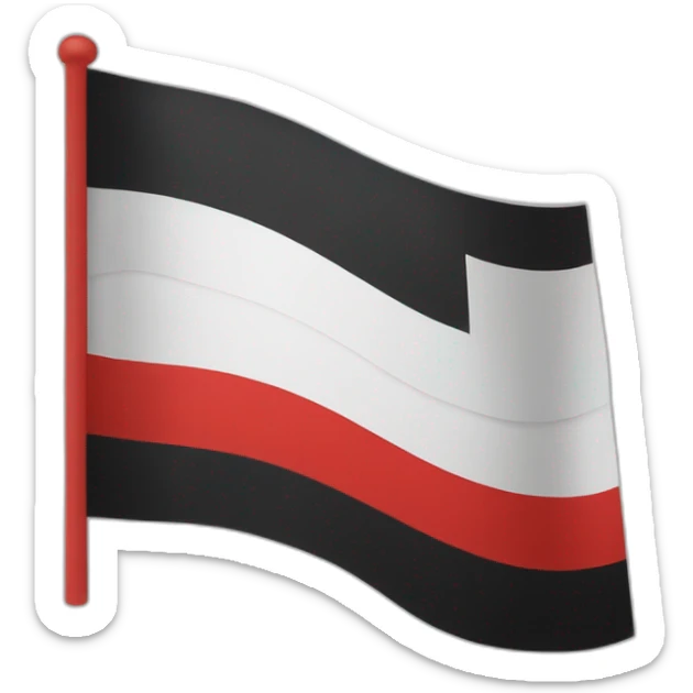 horizontal three-band flag. At the top of white, in the middle of black and at the bottom of red. sticker