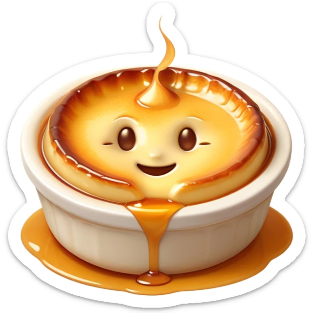 Cinematic Realistic Cr√®me Br√ªl√©e Dessert Emoji, depicted as a rich custard with a perfectly caramelized sugar top rendered with exquisite textures and warm, inviting lighting. sticker