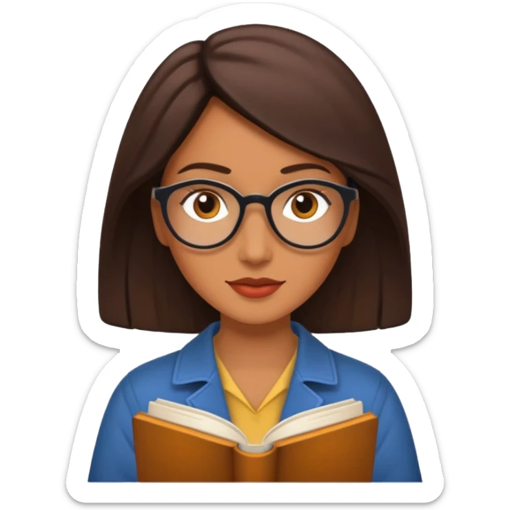 An emoji of a woman, a writer, aspiring novelist, with a book, a novel and storyteller sticker