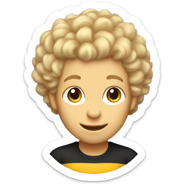 flying bumblebee with blond fluffy curly haircut on his head light skintone male sticker