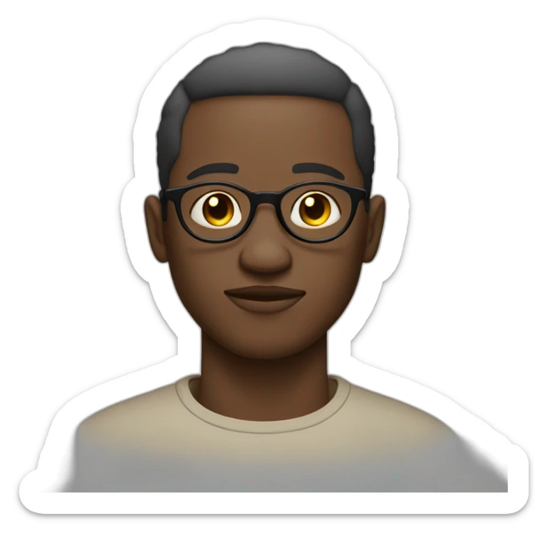 Lights skin African man with short hair in round glasses and a noticeable goatte sticker