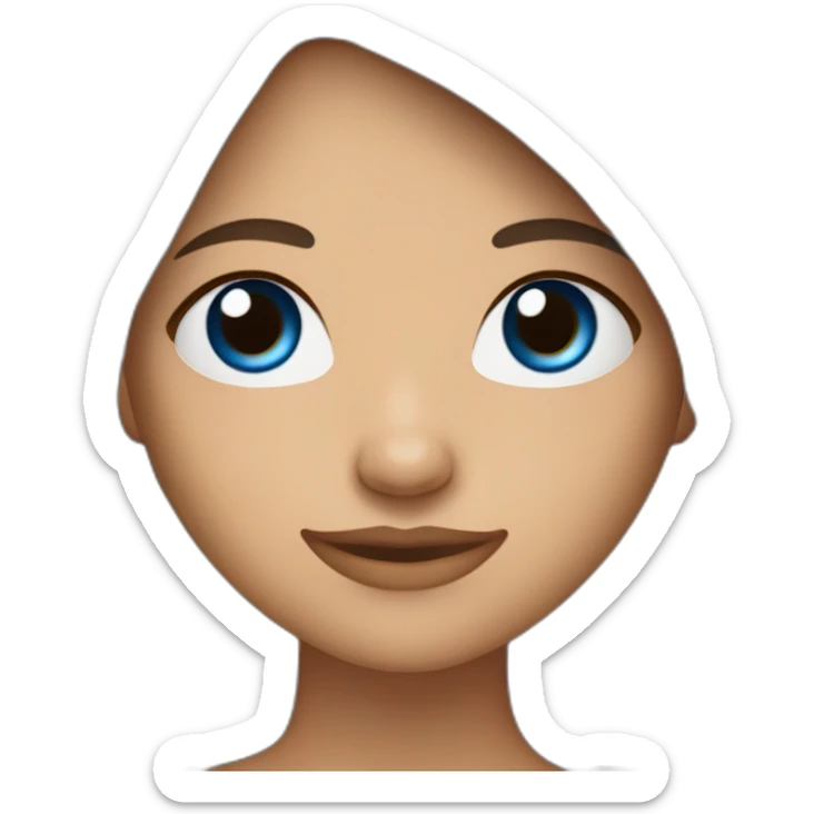 avatar de una chica de ojos azul oscuro y pelo marron LARGO,tez blanco rozaceo y cuerpo completo  sticker