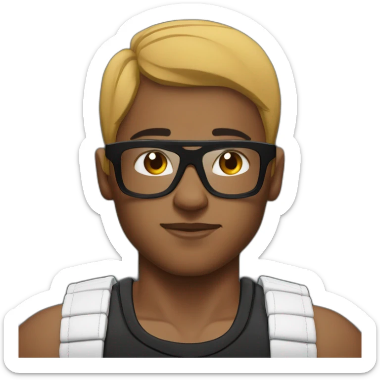 Boy Sri lankan MMA fighter with glases black and lisse hairwhit a boxer potition sticker