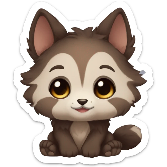 Anthro Shy Cute Cool Kawaii Chibi Dark Brown Furry Animal Anthro Sona sticker