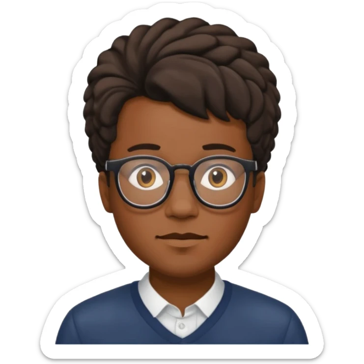 Black m’en with glass and semi free form the haïr style  sticker