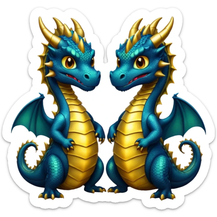 2 dragons, 1 is black and the other is gold, the gold is smaller than the black one sticker