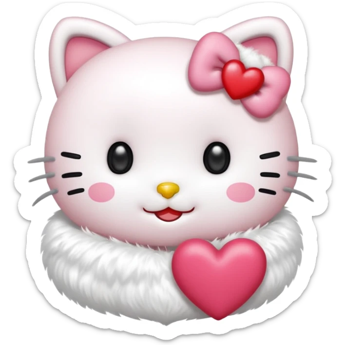 Połącz mi zwykłe hello kitty na białym tle, ale żeby ono wyglądało jak ta emotka: 🥰 sticker