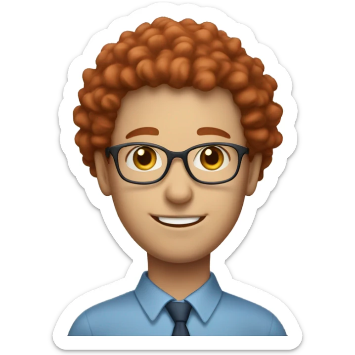 English teacher with red frizzy hair and blue eyes sticker