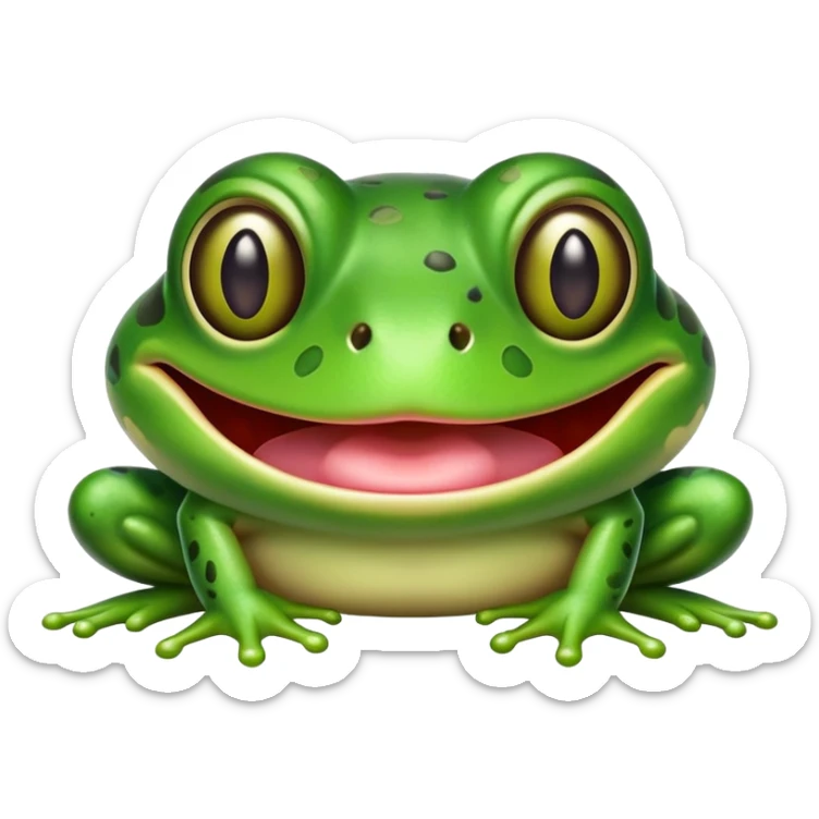 cute cross-eyed frog with tongue sticking out and silly grin sticker
