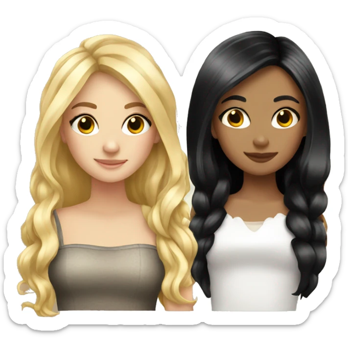Best friends girls. Blonde and black hair girl fancy  sticker