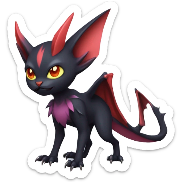  Kawaii Edgy Cool Vampiric Demonic Beautiful Noivern-Nargacuga-Litten with big Bat Ears full body sticker