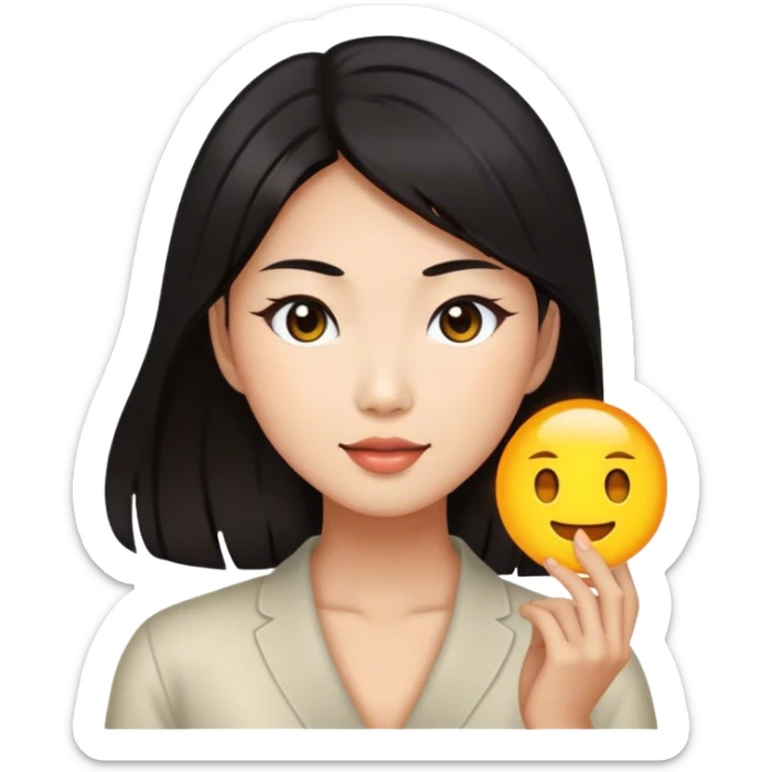 skin care girl Asian woman with dark hair sticker