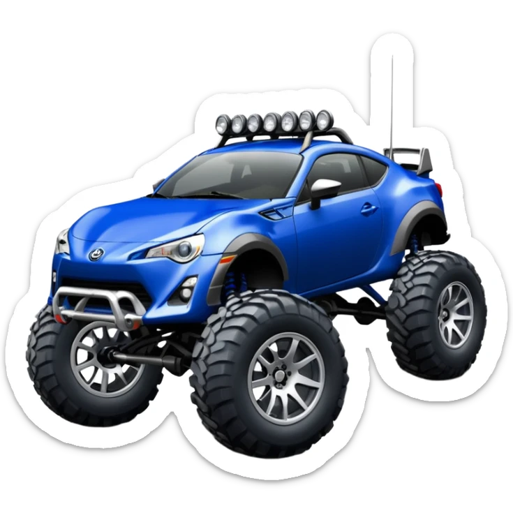 Rock climbing Devilish Ultramarine 2013 Off road 4wd monster truck style scion fr-s with silver wheels  sticker