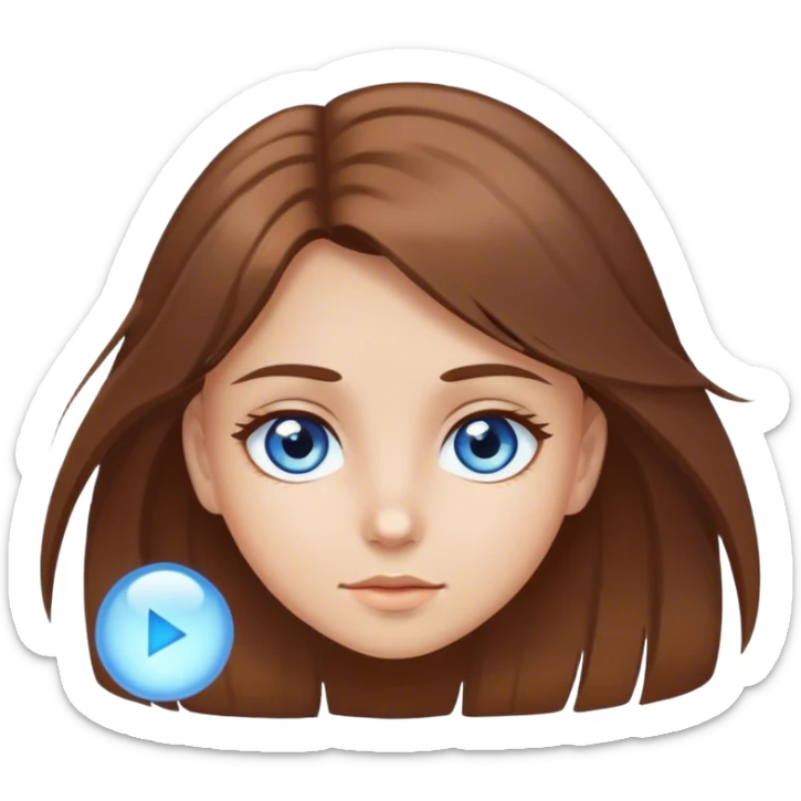 Brown hair brown eye girl with blue eye light hair big  sticker