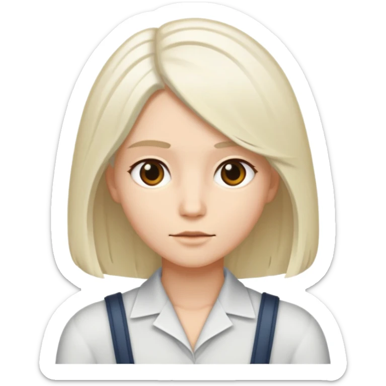 White, shoulder-length hair parted in the middle. sticker